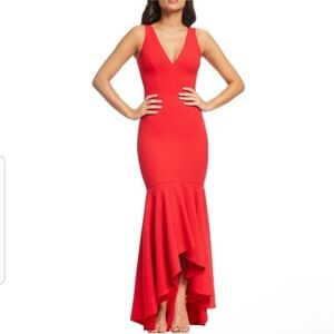 Dress The Population Red Demi High-Low Ruffle Hem Dress